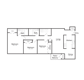 a floor plan of a bedroom apartment