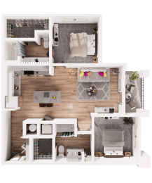 a 3d rendering of the floor plan of a house