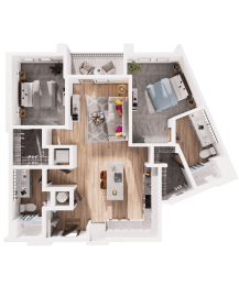 a floor plan of a house with a bedroom and a living room