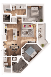 a floor plan of a house with a bedroom and living room