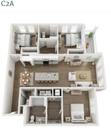 a 3d rendering of the c2a floor plan