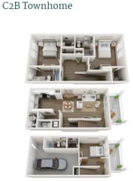 a 3d image of the c2b floor plan