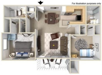 San Remo Floorplan Two Bedroom Two Bath at Central Park, California