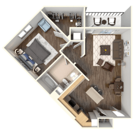 Sola 1 Bedroom and Balcony Floorplan at Sola, San Diego, CA 92130