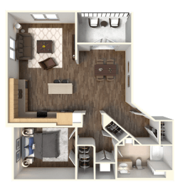Sola 1 Bedroom and Balcony Floorplan at Sola, San Diego, 92130