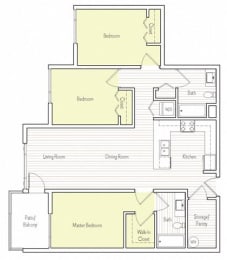1174 sq.ft. C-5 Floor plan, at Parc One, Santee, 92071