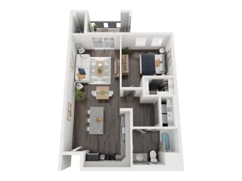 A1 1 bedroom floor plan 701 square feet