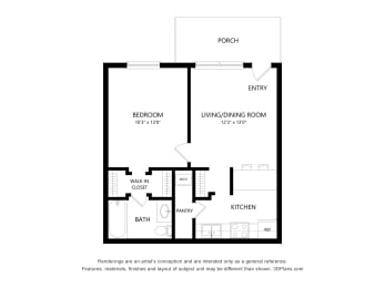 1x1 Floor Plan  at Castilian Apartments, Florida