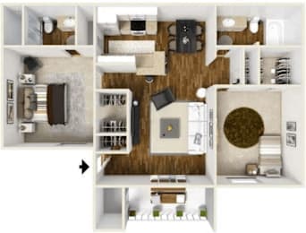 A series of images showing different views of a small apartment layout.