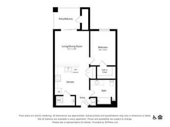 1 Bedroom Floorplan at Alpine Vista, Colorado Springs, Colorado