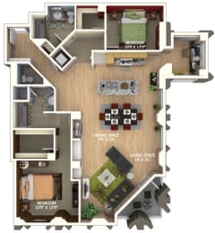 E1 Floor Plan at 1600 Glenarm Place, Denver, CO, 80202