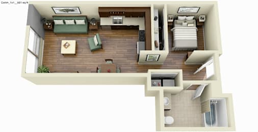 Collins 1x1 Floor Plan