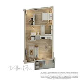 A floor plan of a one bedroom apartment.