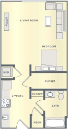 a floor plan of a house with a kitchen and a living room