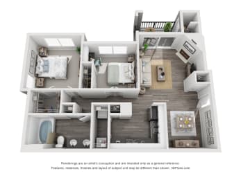 The Maple floor plan at Eagle Glen Apartments, California