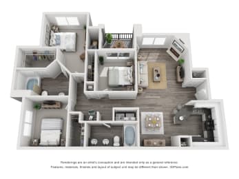 The Redwood floor plan at Eagle Glen Apartments, California, 92563