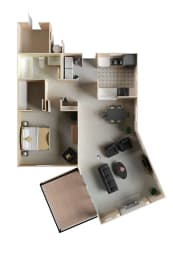 a floor plan of a house with a bedroom and a living room