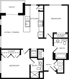 A black and white image of a floor plan for a house.