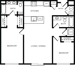 A black and white image of a floor plan for a house.
