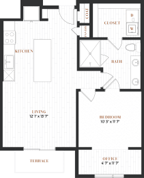 a floor plan of a house with a bedroom and a living room