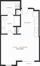 a floor plan of a bedroom apartment with a bathroom and a living room