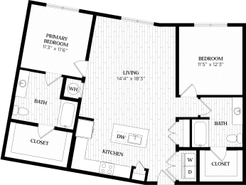 the floor plan of a small house with a bedroom and a living room