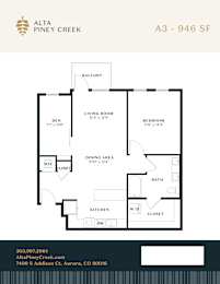 A floor plan for a property at Alta Piney Creek showing the layout of the bedrooms and bathrooms.