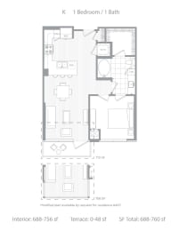 K 1 bedroom 1 bath at Stanza Little Italy, San Diego, CA, 92101