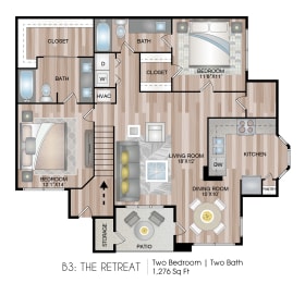 The Retreat 1,276 Sq.Ft. FP at Blu on the Boulevard, Baton Rouge, LA, 70810