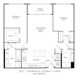 B7 2 Bed Floorplan at Grey House, Houston, 77027