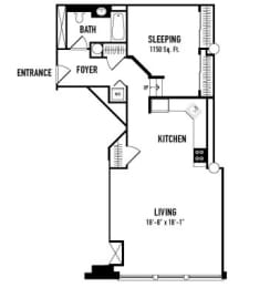 a floor plan of a house with a bedroom and a living room