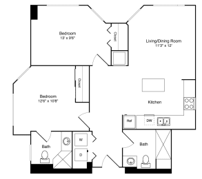a floor plan of a two story house with a bedroom and a living room