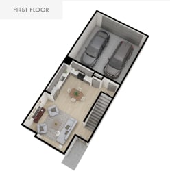 the first floor floor plan of a 1 bedroom first floor apartment