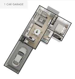 1 Bed and Car Garage Floorplan at H2O Townhomes, Utah, 84119