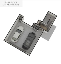 a first floor car garage with a car parked in it