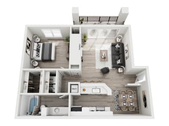 a 1 bedroom floor plan  395