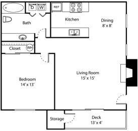 a floor plan of a house with a bedroom and a living room