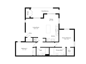 2 Bed 2 Bath 1,050 Sq. Ft. Floor Planat Lakeview 88, Spring Valley, California