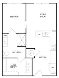 A black and white floor plan of a house with a bedroom, bathroom, kitchen, living room, and pantry.