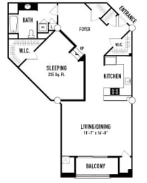 a floor plan of a small house with a bedroom and a living room