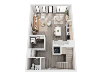 a floor plan of a bedroom with a living room