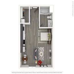 A floor plan of a modern apartment.