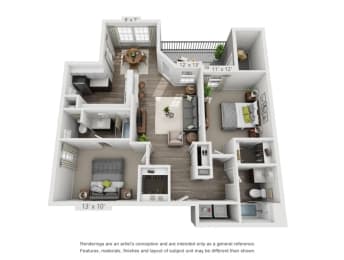 Marquam Floorplan 2 bed 2 bath