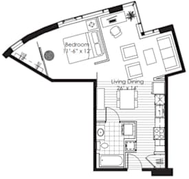  Floor Plan 1x1 C