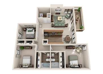 3 Bed 2 Bath Floor Plan at Sorrento Bluff, Beaverton, OR 97008