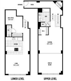 plan of the upper and lower floor plans of a house