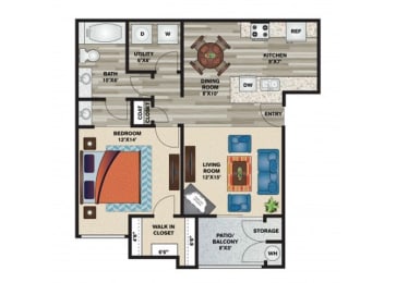 Acadia 776 sq.ft. Floor Plan at Solitude at Centennial, Las Vegas, NV, 89131