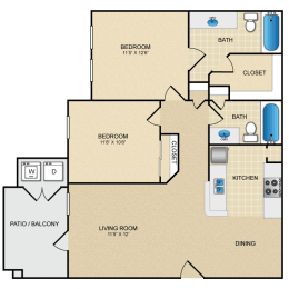 B2 floor plan 960 sf