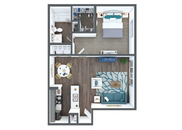 1Bedroom 1Bathroom Floor Plan at 5400 Vistas Apartments, Las Vegas, Nevada