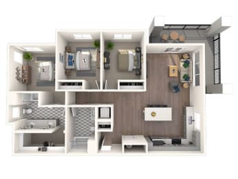  Floor Plan Premier Three Bedroom, Two Bathroom